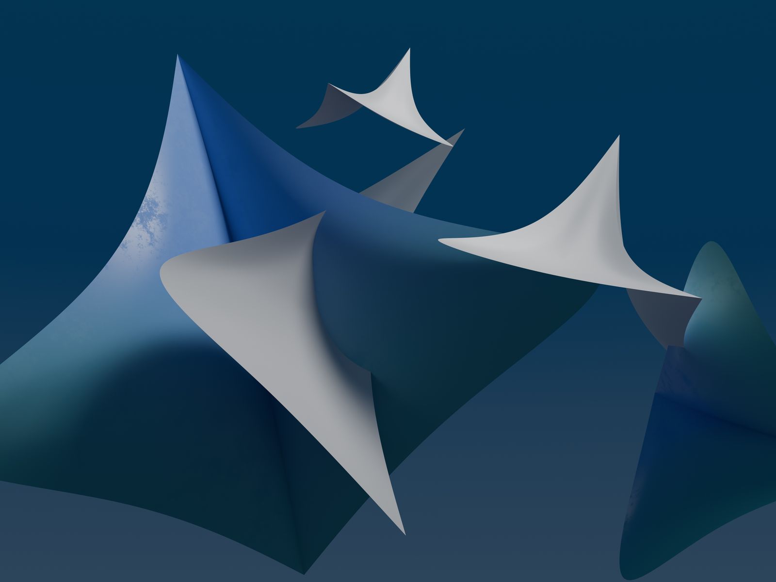 Abstract three-dimensional shapes representing connected advertising surfaces